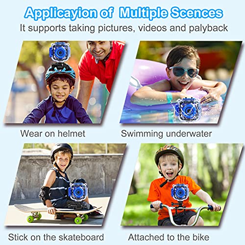 PROGRACE Kids Camera Waterproof Boys - Toy Gifts for Boy Kids Video Camera Underwater Recorder HD Kids Digital Camera Toddler Children Camcorder Age 3 4 5 6 7 8 9 10 Year Old Birthday Presents