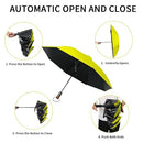 HAILSTORM Folding Reverse Umbrella with UV and UPF50+ Protection - Inverted Windproof Umbrellas with Lightweight Fiberglass Frame - Yellow