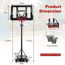 Costway Basketball Hoop Stand, Rim Height Adjustable 4.25ft - 10ft, Basketball Stand System with Net, Shatterproof Backboard & Wheels, Adjustable Basketball Hoop System for Adults