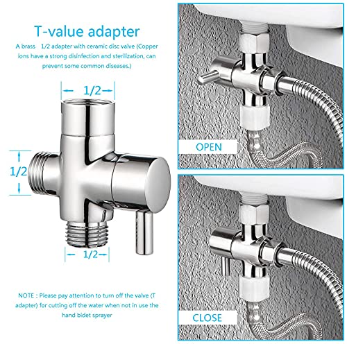 Bidet Sprayer for Toilet, Handheld Cloth Diaper Sprayer for Feminine Wash, Bathroom Jet Sprayer Kit Spray Attachment with Hose, Stainless Steel Bathroom Cleaner and Shower Sprayer for Bathing Pets