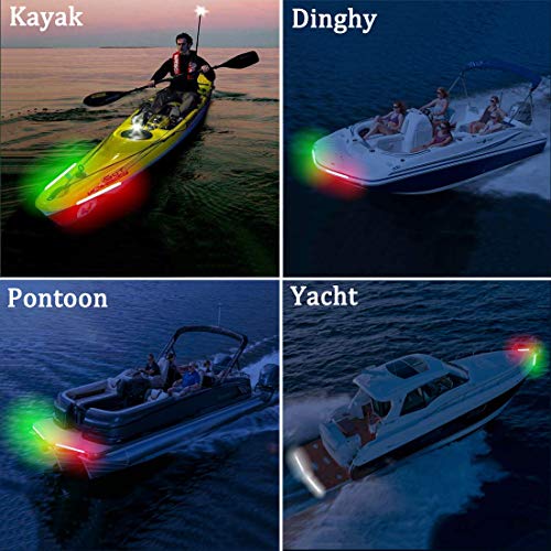 Boaton Marine Boat Navigation Lights, Night Fishing Lights, No Drilling Install Boat Bow Lights Boat Running Lights For Pontoon Boat Bass Boat Jon Boat Jet Ski Kayak