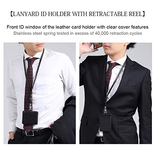 1 Pack ID Badge Holder with Black Lanyards Neck Strap Detachable Buckle  Enhanced Breakaway Quick Release Safety Lanyard with Vertical Name Tag Card