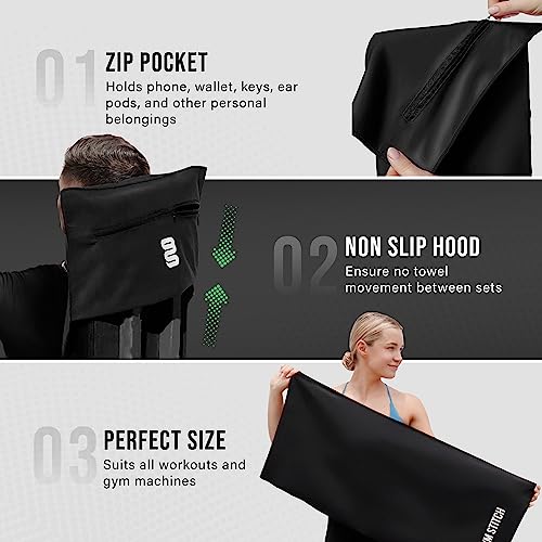 GYM STITCH Microfibre Gym Towel Sport Towel with Zip Pocket