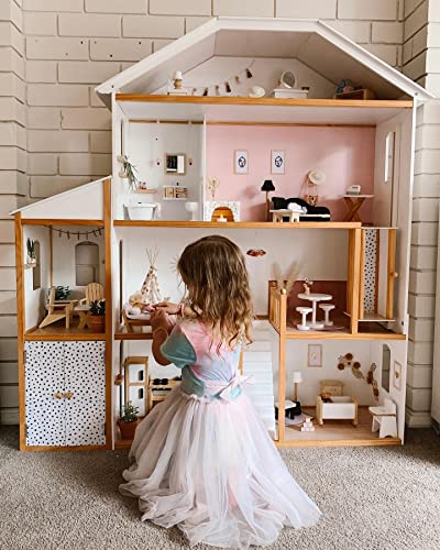 KidKraft Majestic Mansion Wooden Dolls House with Furniture and Accessories Included, 4 Storey Play Set with Garage and Lift for 30 cm/12 Inch Dolls, Kids' Toys, 65252 - Amazon Exclusive