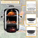 SUNLIFER Portable Charcoal BBQ Grill: Outdoor Small Charcoal Grills with Meat Smoker Combo for Backyard Patio Barbecue | Outdoor Smoking | Camping BBQ | Outside Cooking