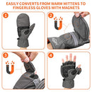 Palmyth Ice Fishing Gloves Convertible Mittens Flip Fingerless Mitt with Thinsulate 3M Warm for Cold Weather and Winter Men Women Photography Running Camera (Gray, X-Small)