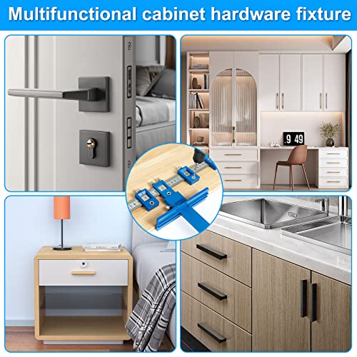 Cabinet Hardware Jig High Precision Aluminum Alloy Drilling Guide Detachable Carpenter Cabinet Hardware Template Tool for Installing Door Closet Handles Knobs