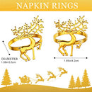 WILLBOND Christmas Napkin Rings Holders Deer Napkin Rings for Christmas Dinners Parties, Wedding Adornment, Table Decor for Christmas and Home Kitchen Dining Table Linen Accessories (Gold, 12)