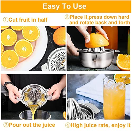 iDopick Citrus Juicer Stainless Steel, Manual Hand Citrus Juicer Squeezer for Orange, Lemon, Grapefruit, Lime Lemon & Fruit Juices,Dishwasher Safe,Silver(13OZ)