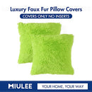MIULEE Pack of 2 Luxury Faux Fur Throw Pillow Cover Deluxe Decorative Plush Pillow Case Cushion Cover Shell for Sofa Bedroom Car 18 x 18 Inch Green