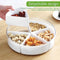 Square/Round Divided Serving Tray with Lid Removable Food Storage Containers with Individual Dishes Minimalist Divided Serving Platter Tray for Snack Candies Fruit Veggie Party Home (Round)