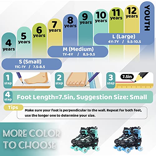 LIRENGUI Roller Skates for Boys, Girls Roller Skates for Kids Boys with All Wheels Lighting Up, Outdoors Indoors Adjustable Roller Skates for Black n Blue (Size 4-7)