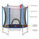 Genki 60 Inch Kids Trampoline Round Bounce Rebounder Jumping Exercise Indoor Outdoor Safety Net Enclosure Spring Basketball Hoop