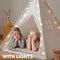 Kids Teepee Tent with Mat & Light String& Carry Case- Kids Foldable Play Tent for Indoor Outdoor, Raw White Canvas Teepee - Kids Playhouse - Portable Kids Tent
