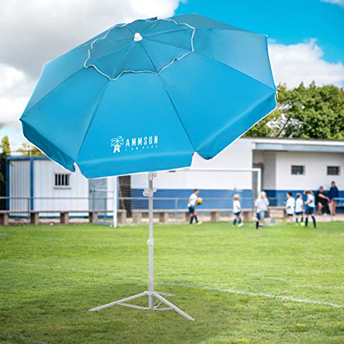 AMMSUN Shade Umbrella, Premium Portable Umbrella with Stand, 6.5ft Lightweight Sports Umbrella for Sporting Games, Adjustable Instant Sun Protection Easy to Carry (Sky Blue)