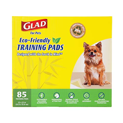 Glad for Pets Earth Friendly Bamboo Training Pads | Eco Friendly Puppy Pads for All Dogs | 85 Super Absorbent Puppy Training Pads, Deodorizing Dog Training Pads for Pets