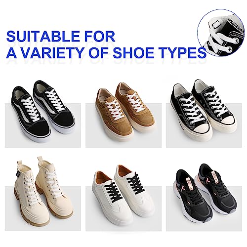 ZHENTOR Elastic No Tie Shoe Laces, Stretch Tieless Shoelaces for Adults and Kids Sneakers Shoe Strings, K05-white(2 Pairs), 2 pairs