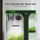 VIVOSUN 2-in-1 36"x24"x53" Mylar Reflective Grow Tent for Indoor Hydroponic Growing System