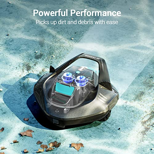 AIPER Seagull SE Cordless Robotic Pool Cleaner, Pool Vacuum Lasts 90 Mins, LED Indicator, Self-Parking, for Flat Above-Ground Pools up to 33 Feet - Gray