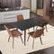 5 Piece Dining Table Set, Dining Chairs Set of 4, Modern Kitchen Table Set Top with Slate Stone, Metal Base & Legs, Dining Room Table and Leather Chairs (Brown,1 Table with 4 Chairs)