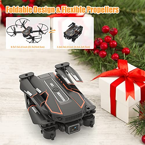 Q10 Mini Drone with Camera for Kids and Adults, 720P HD FPV Foldable Quadcopter with Gravity Sensor Mode, Headless Mode, 3D Flips, Voice and Gesture Control, Kids Gift Toys for Boys Girls,Black