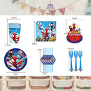 Spider Party Tableware, Spider Party Decorations, Spidey and His Amazing Friends Birthday Party Supplies, Includes Table Cover, Banner, Plates, Napkins, Paper cups,Straws, Fork- Serves 10 Guests