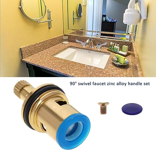 ECSiNG 1 Pair 1/2" Basin Sink Tap Lever Head Conversion Kit Brass Hydraulic Control Cartridge Faucet Valve for Most Bathroom Kitchen Tap (Cold & Hot)