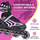 ITurnGlow Kids and Adults Adjustable Inline Skates with Full Light Up Wheels, Safe and Smooth Beginner Rollerblades for Girls and Boys, Men and Women
