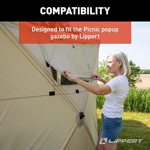 Lippert Picnic and Camping Gazebo Tent Wind Panels, Side Walls for Privacy, Sand Color