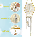 2 Pcs Earring Wall Holder Wall Mounted Earring Organizer Hanging Earring Stand Decorative Diamond Grid Shape Jewelry Display Rack with Hanging Hooks for Earrings Necklace Bracelet (Gold,Hexagon)