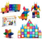 STEAM STUDIO 120pcs Magnetic Tiles Including Two Cars, Secured with Rivets, BPA Free Kids Toys, Rainbow Colours Building Blocks Toddler Toys for Boys Girls, Building & Construction