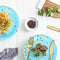 Blue Paper Plate Cup and Cutlery Set, COOVCCO 123 Pieces Golden Dot Party Dinnerware Set Includes Paper Plate Napkin Cup Straw and Tablecloth for Birthday Weddings Anniversary