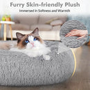 rabbitgoo Cat Beds for Indoor Cats, 20 inches Cat Bed Machine Washable, Fluffy Round Pet Bed Non-Slip, Calming Soft Plush Donut Cuddler Cushion Self Warming for Small Dogs Kittens, Light Grey, Medium