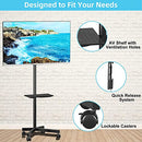 Mobile TV Carts on Wheels for 21-60 Inch Flat/Curved Panel Screens TVs - Height Adjustable Floor Trolley Stand with Shelf Holds up to 77lbs - Max VESA 400x400mm (ML55A)