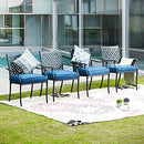 LOKATSE HOME 8 Piece Outdoor Patio Dining Chair Set Metal Furniture with Arms and Seat Cushions, Blue