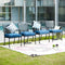 LOKATSE HOME 8 Piece Outdoor Patio Dining Chair Set Metal Furniture with Arms and Seat Cushions, Blue