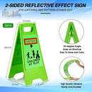 2 Pieces Reflective Kids Playing Sign for Street Slow Down Kids at Play Sign Double Sided 24 Inch Portable Handle Children at Play Warning Board Safety Signs Neighborhood School Park Sidewalk (Green)