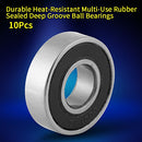 10 Pcs Durable Multi-Use Rubber Sealed Deep Groove 6001-2RS Mini Ball Bearings(12x28x8mm)