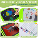 ZCOINS Erasable Doodle Book Set, Children's Educational DIY Portable Graffiti Blackboard Drawing Board, Gifts for 3-8 Years Old Boys Girls (14 Pages+ 12 Pens+ 6 Copy Templates, Dinosaur Style)