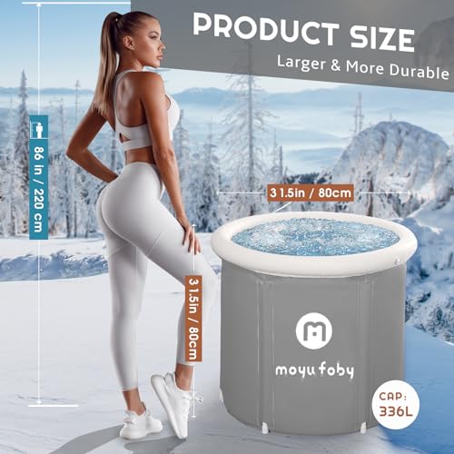 Portable Ice Bath Tub For Athletes, Inflatable Bathtub For Outdoor, Cold Therapy Tub for Cold Therapy Foldable Tub for Hot Bath Ice Bath Freestanding Soaking Tub Spa Tub, Grey 31.5 * 31.5in