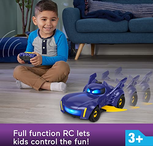 Fisher-Price DC Batwheels Remote Control Car, Bam The Batmobile Transforming RC with Lights Sounds & Character Phrases for Ages 3+ Years