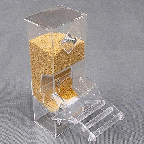 No Mess Bird Feeder Free Install Tidy Seed Parrot Food Tube with Perch Cage Accessories for Budgerigar Canary Cockatiel Finch Parakeet