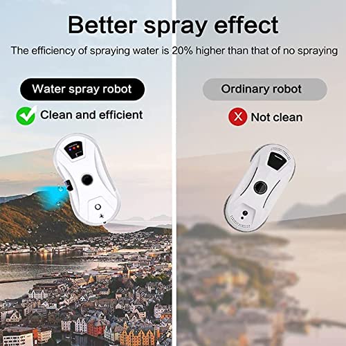 Window Cleaner Robot with Auto Spray, Remote Control, Smart Frame Detect, 3 Routes, 2 Powerful Motors, Glass Robot with 30ML Water Tank, Suitable for Glass Window Tile, Indoor Outdoor