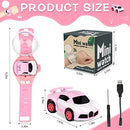 Zoomarlous Remote Control Car Watch Toys, 2.4 GHz Wrist RC Racing Car Watch, Mini RC Car Watch for Boys, Interactive Car Game Toys, Birthday Gifts for Boys and Girls (Pink)