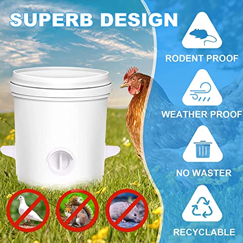 DIY Chicken Feeder,10 Pack Poultry Feeder and Chicken Waterer Set Rain Proof Gravity Feed Kit for Buckets, Barrels, Bins, Troughs,No Waste Automatic Chicken Feeders for Chick Duck Goose Turkey Bunny