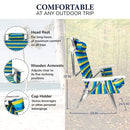 Caribbean Joe Folding Beach Chair, 5 Position Lightweight, Portable Reclining Outdoor Camping Chair with Headrest, Shoulder Strap, and Cup Holder, Bold Stripe