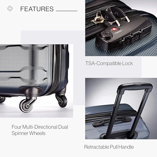 Samsonite Omni Pc Hardside Expandable Luggage, Teal, Checked-Medium 24-Inch, Omni Pc Hardside Expandable Luggage with Spinner Wheels