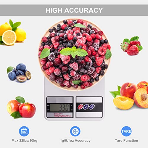 Digital Kitchen Scale, Highly Accurate Multifunction Food Scale 10KG Max, Lightweight and Durable Design, Auto Shut-Off, for Baking and Cooking