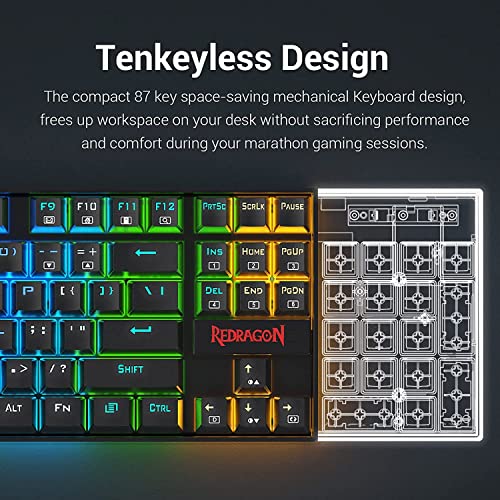 Redragon K552-RGB-BA Mechanical Gaming Keyboard and Mouse Combo Wired RGB LED Backlit 60% with Arrow Key Keyboard & 7200 DPI Mouse for Windows PC Gamers (Tenkeyless Keyboard Mouse Set)