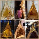 RONG FA Kids Teepee Tent with White Pom Pom - Indoor Play Teepee for Children Boys Portable Play House